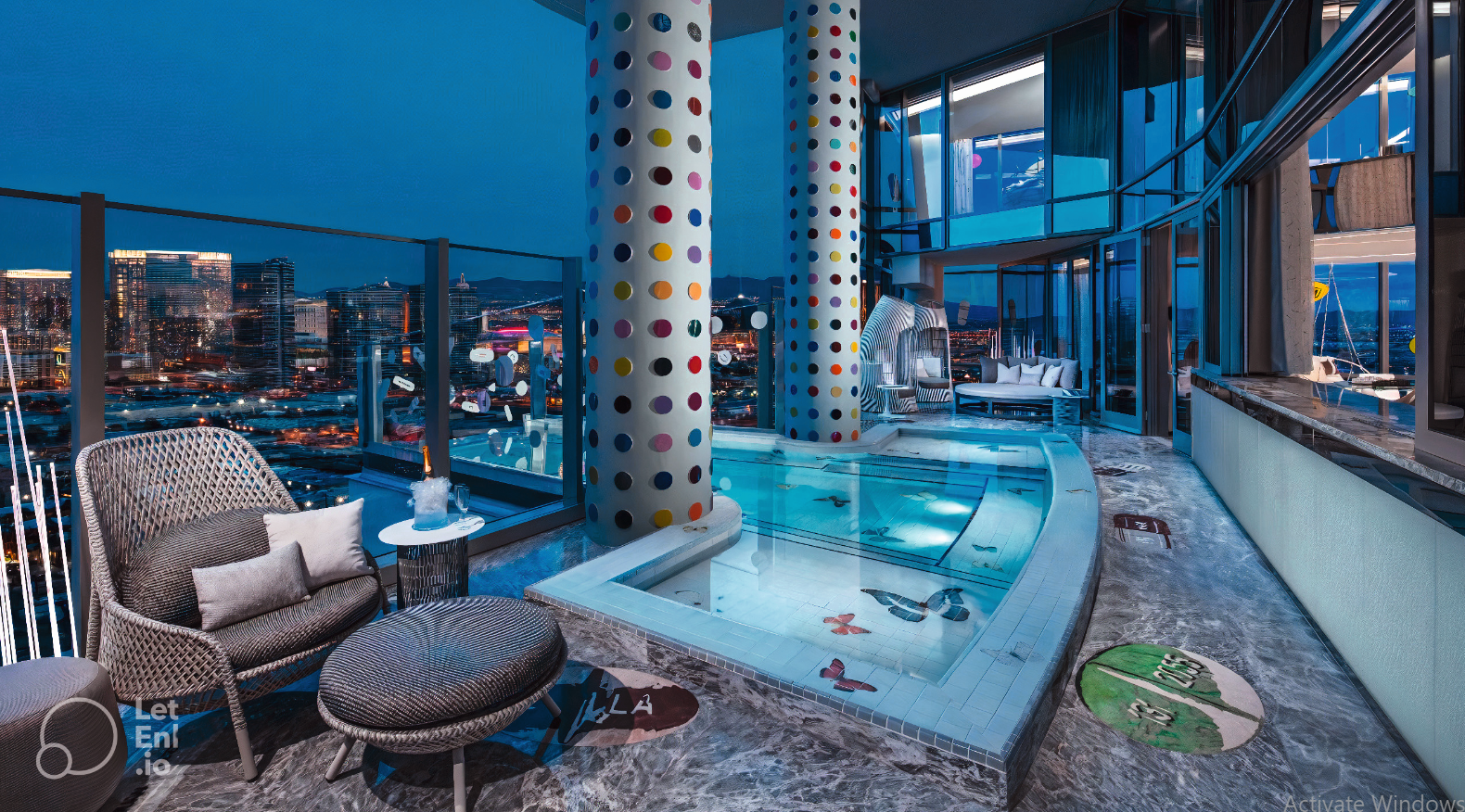 Private pool of the second most expensive hotel room in the world at the Palms Casino Resort, Las Vegas
